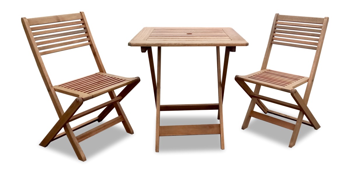 Mesa De Madera Tipo Bar 70x70 + 2 Silla Amsterdam Plegables
